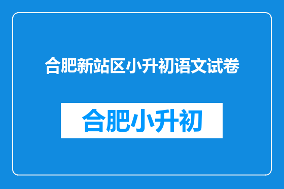 合肥新站区小升初语文试卷
