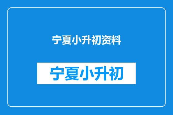宁夏小升初资料