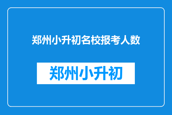 郑州小升初名校报考人数