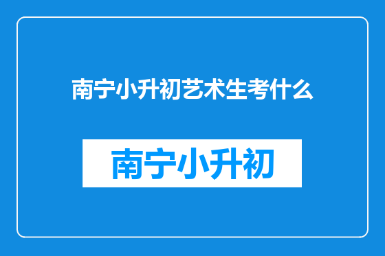 南宁小升初艺术生考什么