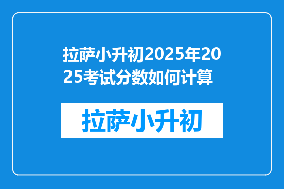 拉萨小升初2025年2025考试分数如何计算