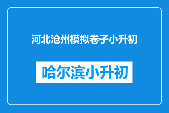 河北沧州模拟卷子小升初