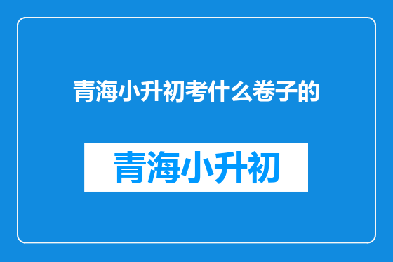 青海小升初考什么卷子的