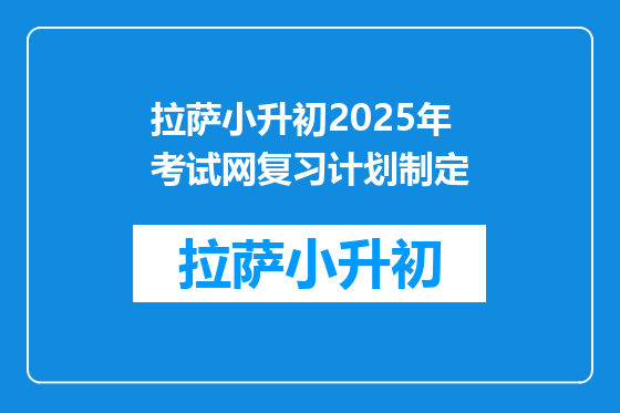 拉萨小升初2025年考试网复习计划制定