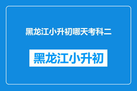 黑龙江小升初哪天考科二
