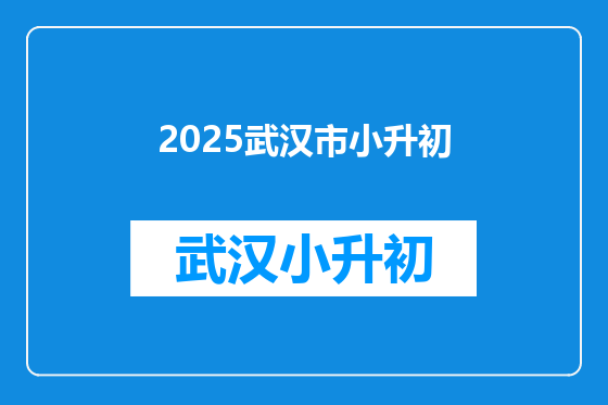 2025武汉市小升初