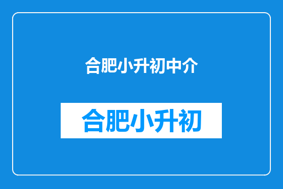 合肥小升初中介