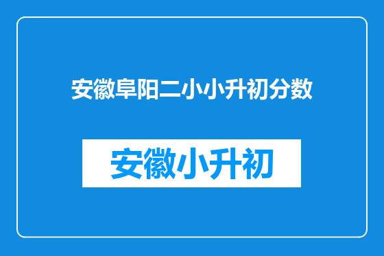 安徽阜阳二小小升初分数