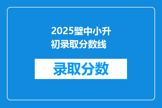 2025璧中小升初录取分数线