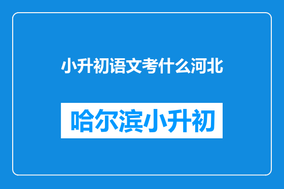 小升初语文考什么河北