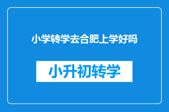 小学转学去合肥上学好吗