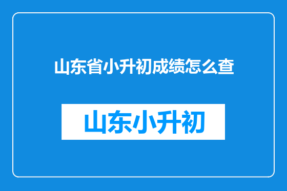 山东省小升初成绩怎么查