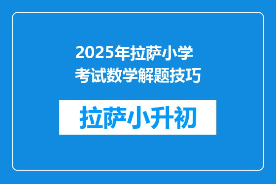 2025年拉萨小学考试数学解题技巧