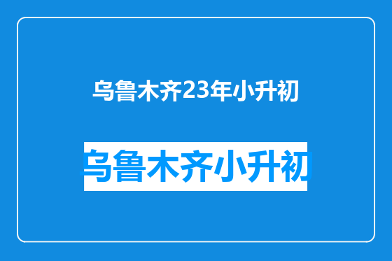 乌鲁木齐23年小升初