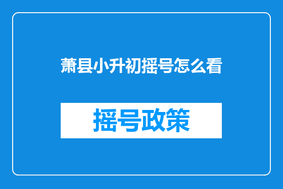 萧县小升初摇号怎么看
