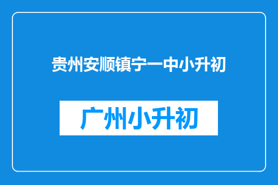 贵州安顺镇宁一中小升初