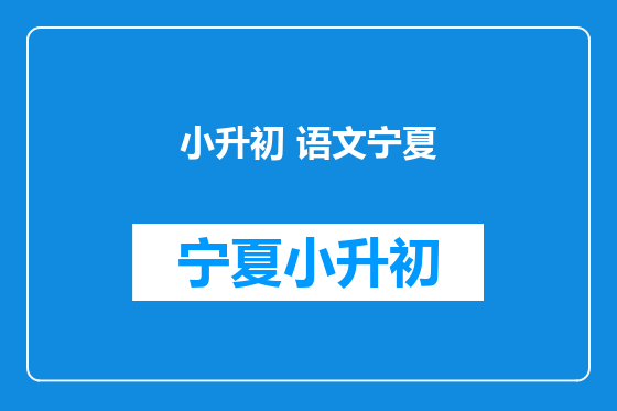 小升初 语文宁夏