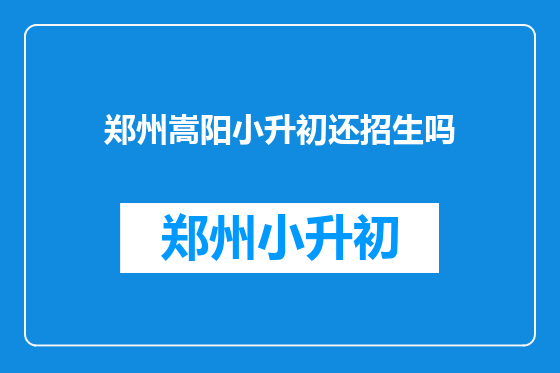 郑州嵩阳小升初还招生吗