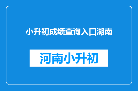 小升初成绩查询入口湖南