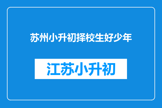苏州小升初择校生好少年