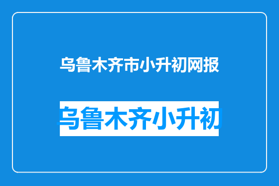 乌鲁木齐市小升初网报
