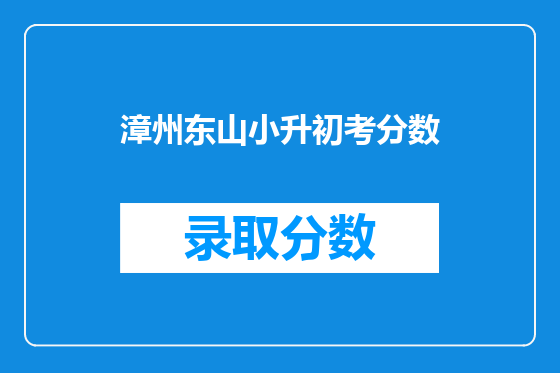 漳州东山小升初考分数