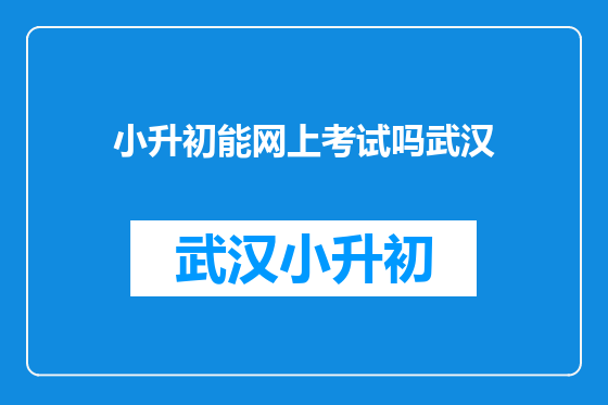 小升初能网上考试吗武汉