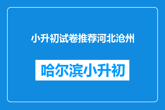 小升初试卷推荐河北沧州