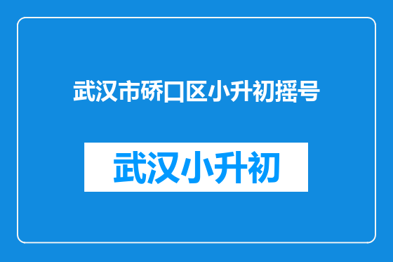 武汉市硚口区小升初摇号