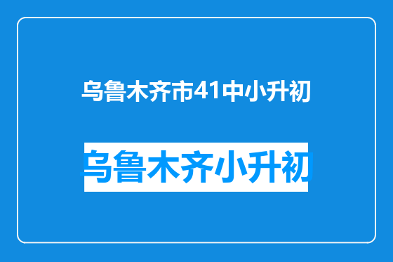 乌鲁木齐市41中小升初