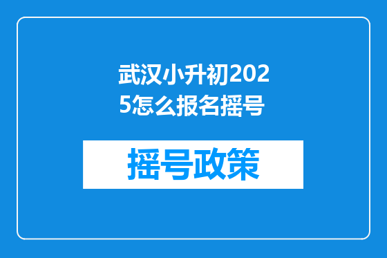 武汉小升初2025怎么报名摇号
