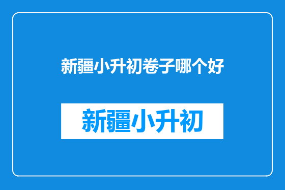 新疆小升初卷子哪个好