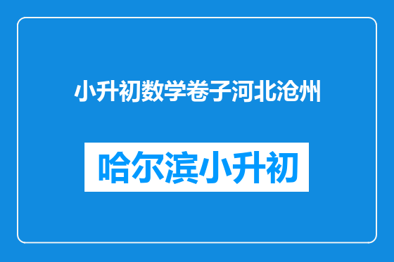 小升初数学卷子河北沧州