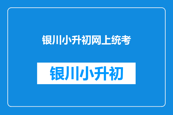 银川小升初网上统考