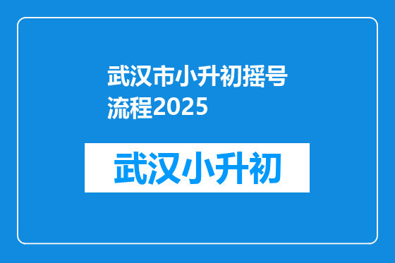 武汉市小升初摇号流程2025