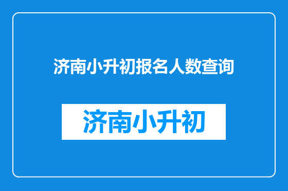 济南小升初报名人数查询
