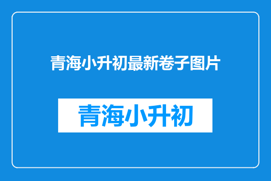 青海小升初最新卷子图片