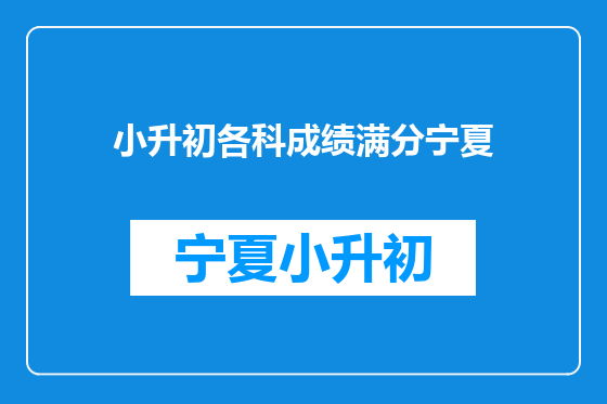 小升初各科成绩满分宁夏
