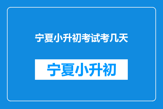 宁夏小升初考试考几天