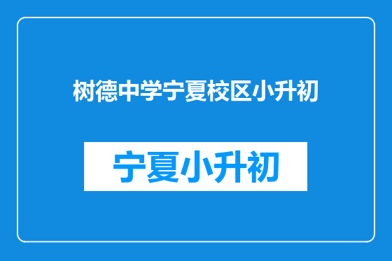 树德中学宁夏校区小升初