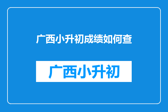 广西小升初成绩如何查