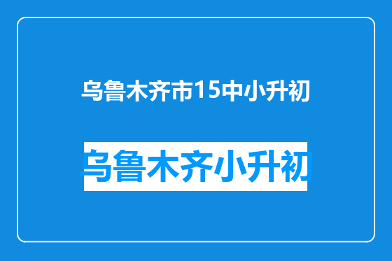 乌鲁木齐市15中小升初