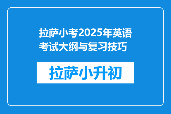 拉萨小考2025年英语考试大纲与复习技巧