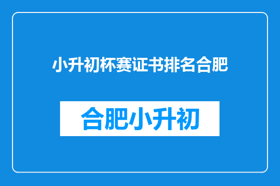 小升初杯赛证书排名合肥