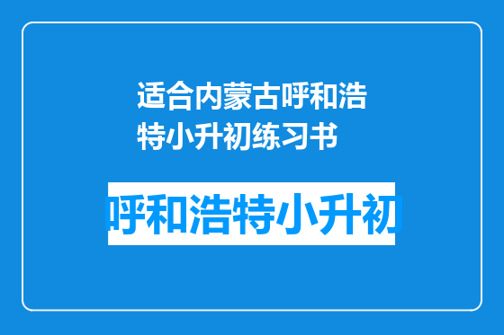 适合内蒙古呼和浩特小升初练习书