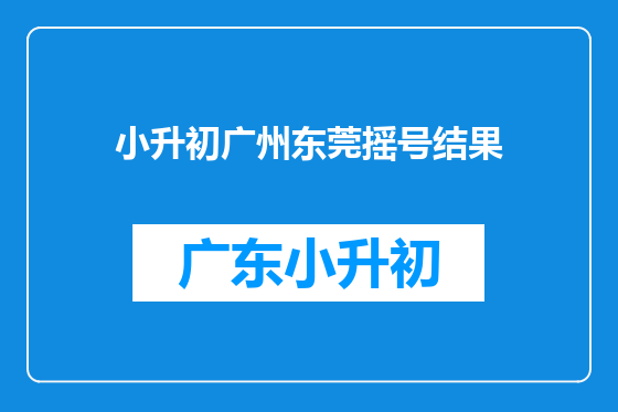 小升初广州东莞摇号结果