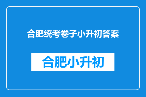 合肥统考卷子小升初答案