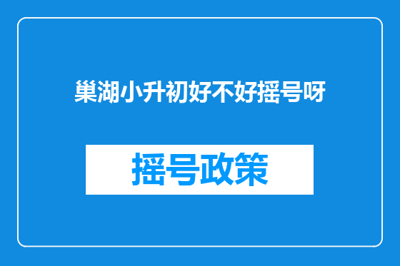 巢湖小升初好不好摇号呀