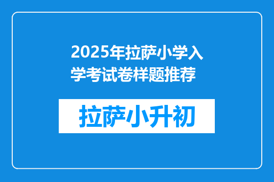 2025年拉萨小学入学考试卷样题推荐