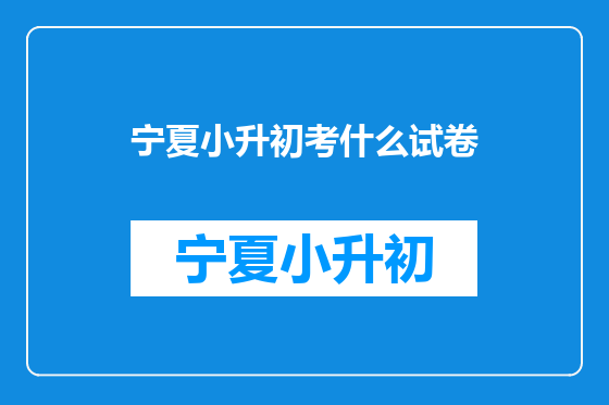 宁夏小升初考什么试卷